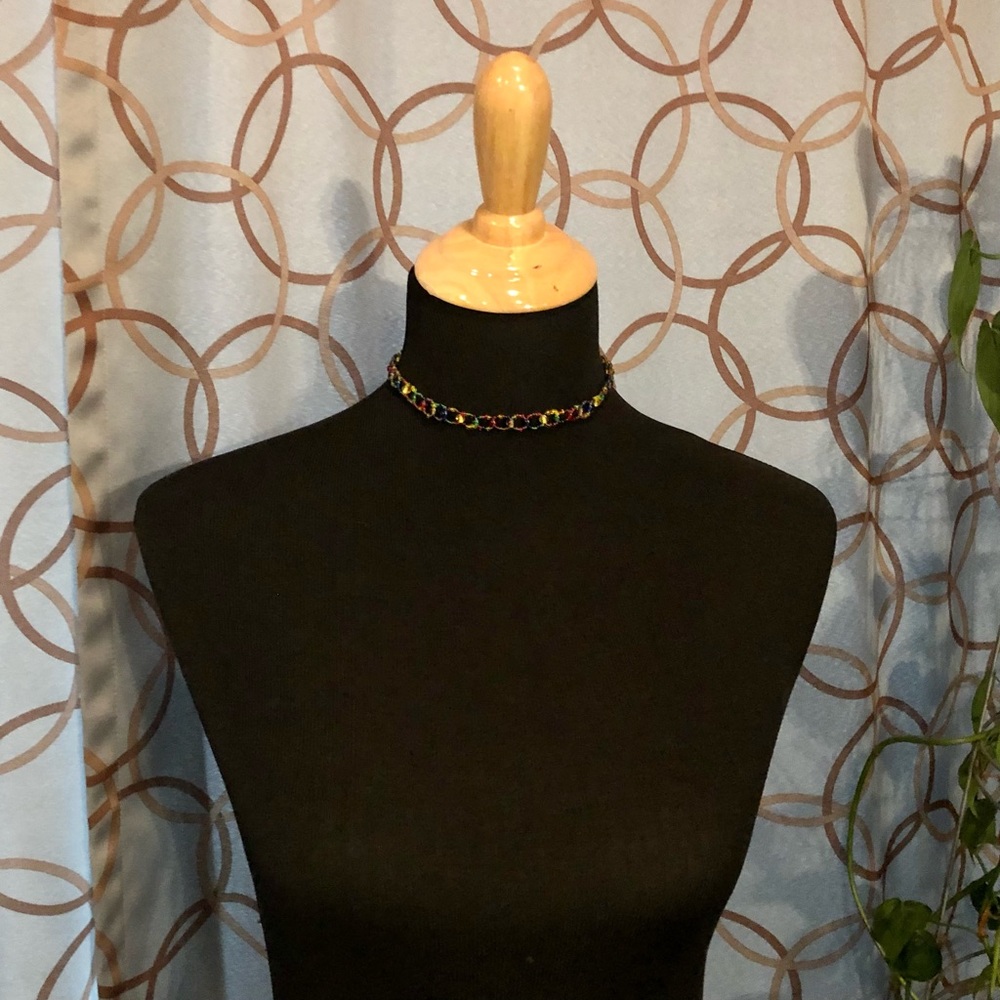 Multicolored Beaded Choker Necklace VGUC